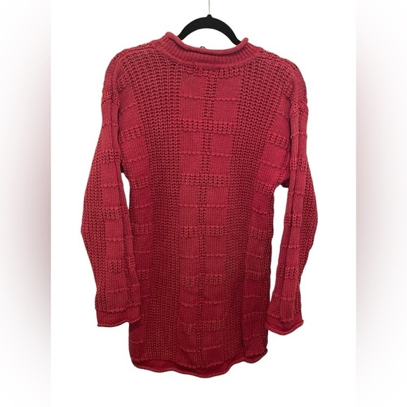 Wipstitch Chunky Rust Red Whipstitch Mockneck Sweater Tunic size S - Picture 2 of 9